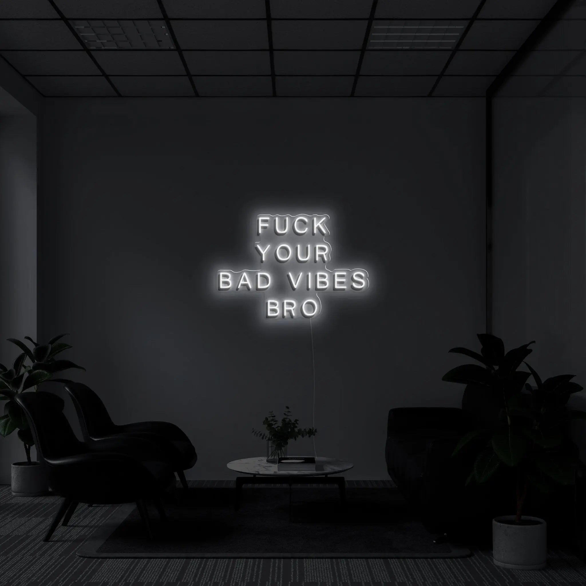 'fuck your bad vibes bro' LED Neon Sign - neonaffair