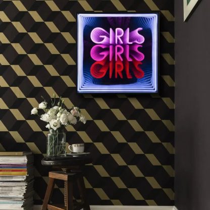 Girls Girls Girls 3D Infinity LED Neon Sign - neonaffair